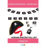 Letsii Çocuk Korsan Şapkası Kanca Göz Bandı 2 Adet Yüzük Korsan Afişi