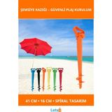 Letsii Dayanıklı Plastik Şemsiye Sabitleme Kazığı 41 cm Spiral Tasarım - Çok Renkli - Havuz Ve Plaj