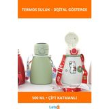 Letsii Dijital Göstergeli Çift Katmanlı Termos Suluk 500 ml - Çok Renkli