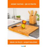 Letsii Doğal Ahşap Tezgah Üstü Kesme Tahtası Küçük Boy 38X45 cm - Çok Renkli