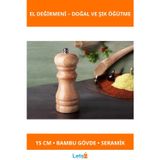 Letsii Doğal Bambu El Değirmeni 15 cm Ergonomik Tasarım Baharat Öğütücü