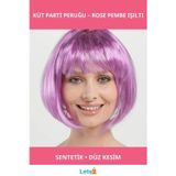 Letsii Düz Kesim Küt Parti Peruğu Rose Pembe Modern ve Şık