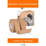 Letsii Esnek Suya Dayanıklı Ten Rengi Kinezyo Ağrı Bandı 2.5 cm X 5 m
