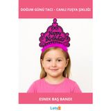 Letsii Fuşya Happy Birthday Doğum Günü Prenses Tacı