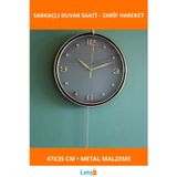 Letsii Geyikli Sarkaçlı Metal Duvar Saati 47x35 cm