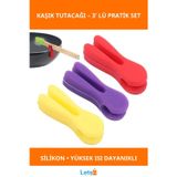 Letsii Gıda Sınıfı Silikon Kaymaz Tava Kaşık Tutacağı 3'lü Paket