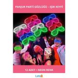 Letsii Glow Işıklı Panjur Parti Gözlüğü 12 Adet Neon Renkler