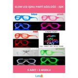 Letsii Glow Model LED Işıklı Eğlenceli Parti Gözlüğü 5 Adet