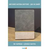 Letsii Gri Gold Detaylı Kaliteli Deri Hatıra Defteri 21X15 cm - Çok Renkli - Defter & Ajanda