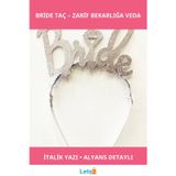 Letsii Gümüş Renk Alyanslı İtalik Yazı Bekarlığa Veda Bride Taç