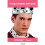 Letsii Gümüş Renk Kumaş Malzeme Yetişkin Boy Kral Tacı
