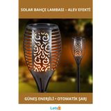Letsii Güneş Enerjili Alev Efektli Bahçe Lambası Küçük 51 cm