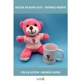 Letsii Happy Birthday Tasarım Pembe Ayıcık ve Kupa Bardak Seti
