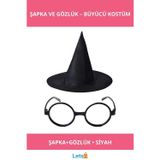 Letsii Harry Potter Siyah Büyücü Şapkası ve Gözlüğü Seti