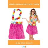 Letsii Hawaii Luau Aloha Pembe Püsküllü 40 cm Parti Etek Kolye Seti