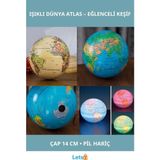 Letsii Işıklı Dünya Atlas 14 cm Dönme Özellikli Sert Plastik Dekoratif - Çok Renkli - Tek Ebat - Dünya Küre