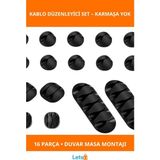 Letsii Kablo Düzenleyici Silikon 16 Parça Set Ev Ofis Kullanımı - Çok Renkli - Tek Ebat - Diğer Masaüstü Gereçleri