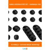 Letsii Kablo Düzenleyici Silikon 16 Parça Set Ev Ofis Kullanımı