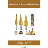 Letsii Kademeli Matkap Ucu Sac Delme Seti 3 Parça Hızlı Çelik - Tek Ebat