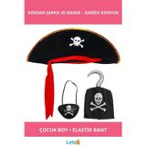 Letsii Kadife Jack Korsan Şapkası ve Maske Seti Çocuk Boy