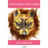 Letsii Kahverengi Saçlı Kaplan Aslan Leopar Maskesi Mega Peluş 32 No