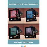Letsii Kaliteli Deri Mürekkepli Günlük Defter ve Divit Kalem Seti - Çok Renkli - Defter & Ajanda