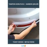 Letsii Karbon Desenli Beyaz Araba Tampon Koruyucu