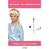 Letsii Karlar Ülkesi Frozen Elsa Kostümü Çocuklar İçin 3 Parça Set