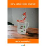 Letsii Karpuz Tasarımlı Cam Pipetli Şık Kupa Bardak 400 ml