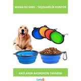 Letsii Katlanabilir Silikon Kedi Köpek Mama ve Su Kabı - Çok Renkli