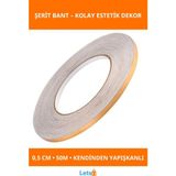 Letsii Kendinden Yapışkanlı Çok Amaçlı Altın Fayans Arası Şerit Bant 0.5 cm 50 Metre - Çok Renkli - Tek Ebat