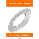 Letsii Kendinden Yapışkanlı Çok Amaçlı Gri Fayans Arası Şerit Bant 0.5 cm 50 Metre - Çok Renkli - Tek Ebat
