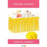 Letsii Kendinden Yapışkanlı Sarı Püsküllü Masa Eteği 75x275 cm
