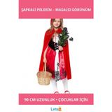 Letsii Kırmızı Başlıklı Kız Şapkalı Pelerin 90 cm Çocuk Kostüm