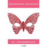 Letsii Kırmızı Dantel Masquerade Maskesi 7 No Parti Kostüm Aksesuarı