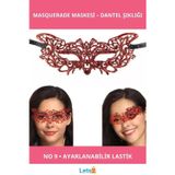Letsii Kırmızı Dantel Şık Masquerade Maskesi 9 No
