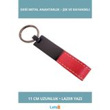 Letsii Kırmızı Deri Metal Anahtarlık Kişiselleştirilebilir Şık Hediye
