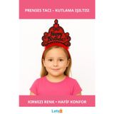 Letsii Kırmızı Happy Birthday Doğum Günü Prenses Tacı