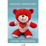 Letsii Kırmızı Peluş Oyuncak Kalpli Seni Seviyorum Tişörtlü Ayıcık 25 cm