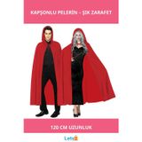 Letsii Kırmızı Renk Kapşonlu Pelerin 120 cm