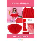 Letsii Kırmızı Renk Tütü Etek Çocuk Bebek Boy