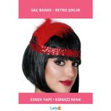 Letsii Kırmızı Renk Vintage Çarliston Saç Bandı