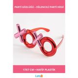 Letsii Kırmızı Renk Xoxo Yazılı Parti Gözlüğü