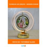 Letsii Kişiye Özel LED Işıklı Yuvarlak Fotoğraf Çerçevesi 19x18 cm