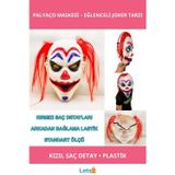 Letsii Kızıl Saçlı Joker Palyaço Maskesi Eğlenceli Korkutucu Tasarım