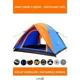 Letsii Kolay Kurulum Su Geçirmez 4 Kişilik Kamp Çadırı - Çok Renkli