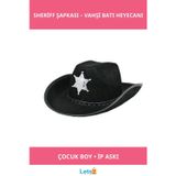 Letsii Kovboy Sheriff Şapkası Çocuk Siyah