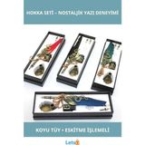 Letsii Koyu Renkli Zarif Işlemeli Divit Hokka Seti - Çok Renkli - Hokka Kalem Seti