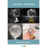 Letsii Kristal Cam Dünya Orta Boy 6x4 cm Dekoratif Aksesuar - Çok Renkli - Tek Ebat - Dünya Küre
