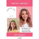 Letsii Kristal Taşlı Gümüş Renk Birthday Girl Parti Tacı 19x11 cm